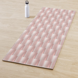 Pink Metallic Abstract Basket Weave Elegant Chic Yoga Mat