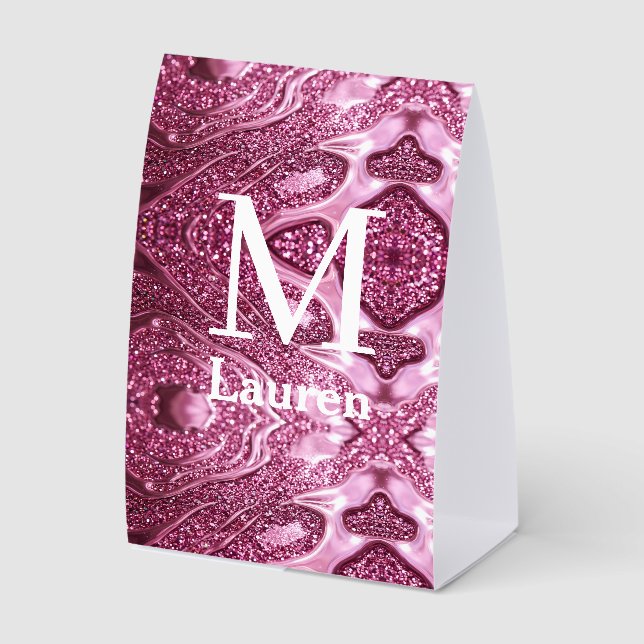 pink metallic abstract shiny monogram namegirly (Front)