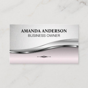 Pink Metallic Background   Mandala Pattern Business Card