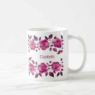 Pink Metallic Cherry Blossoms Your Name Coffee Mug