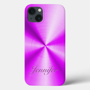 Pink Metallic Design Stainless Steel Look iPhone 13 Case