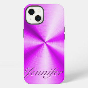 Pink Metallic Design Stainless Steel Look iPhone 13 Case