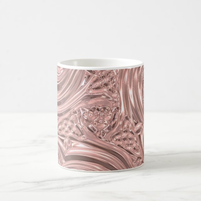 Pink metallic engraved look elegant victorian  coffee mug (Center)