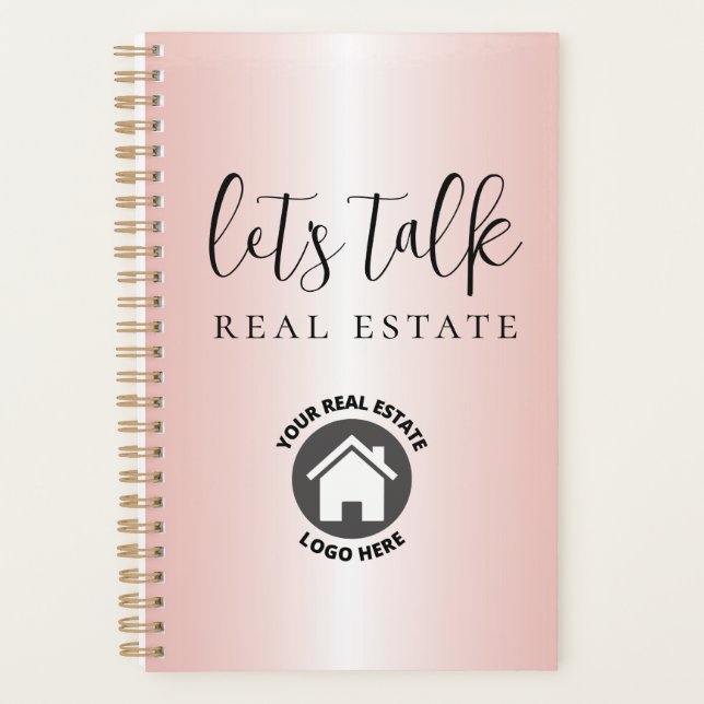 Pink Metallic Foil Let's Talk Real Estate  Planner (Front)