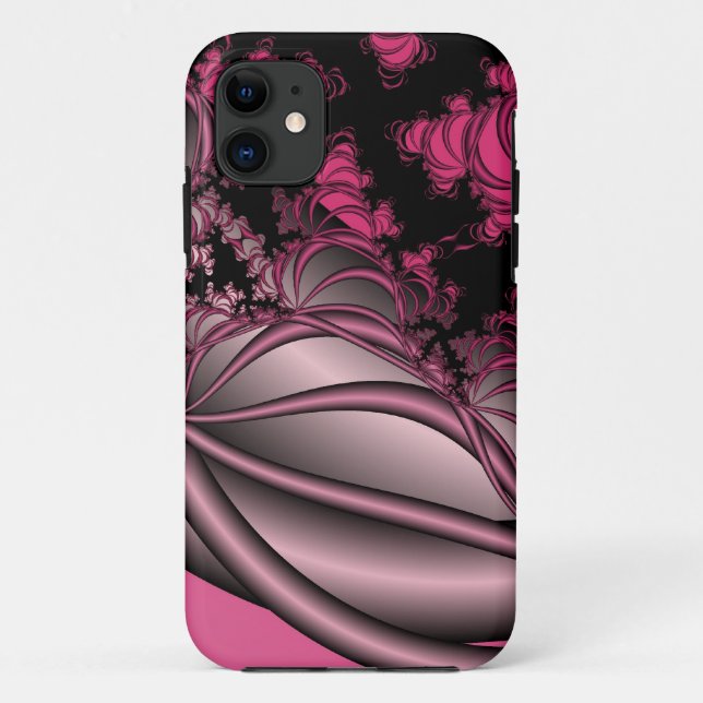 pink metallic fractal art iphone case (Back)