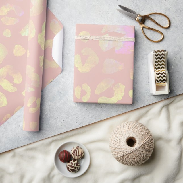 Pink Metallic leopard Pattern Wrapping Paper (Crafts)