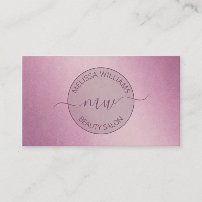 Pink Metallic Logo Business Card (Front)