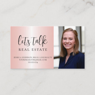 Pink Metallic Real Estate Business Card