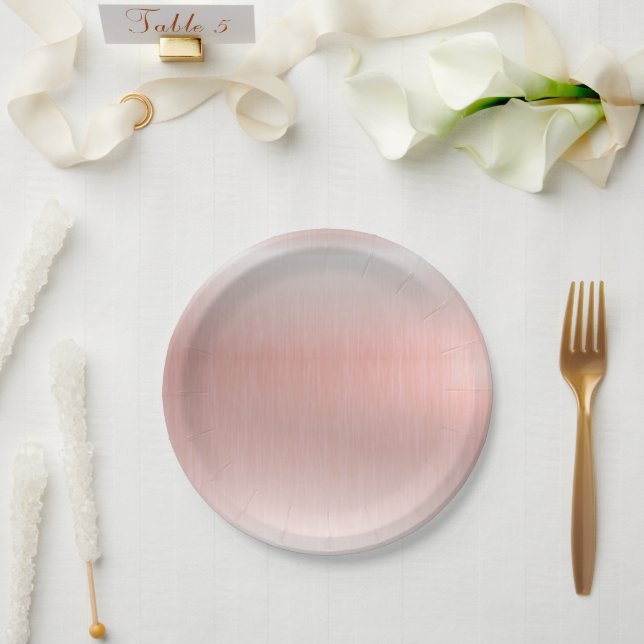 Pink Metallic Wedding Baby Shower Paper Plate (Wedding)