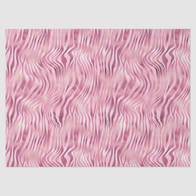 Pink Metallic Zebra Print Decoupage Tissue Paper (Front)