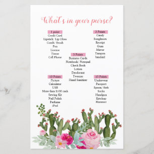 Pink Mexican cactus What's In Your Purse game