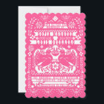 Pink Mexican Fantail Doves Papel Picado Wedding Invitation<br><div class="desc">Hot pink,  magenta papel picado inspired digital design. Customise the text,  click "Customise this design further" to edit fonts and colours.</div>