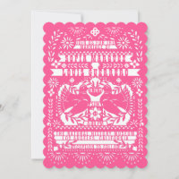 Pink Mexican Fantail Doves Papel Picado Wedding