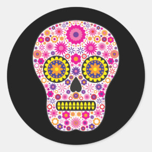 Pink Mexican Sugar Skull Classic Round Sticker