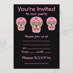 Pink Mexican Sugar Skull Invitation