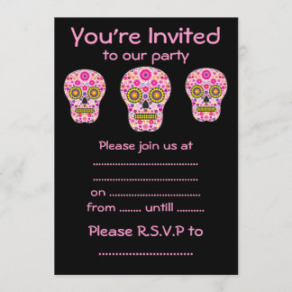 Pink Mexican Sugar Skull Invitation