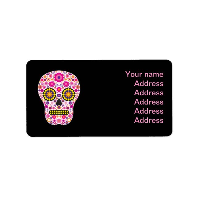 Pink Mexican Sugar Skull Label (Front)