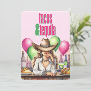 Pink Mexican Theme Bachelorette Party Invitation