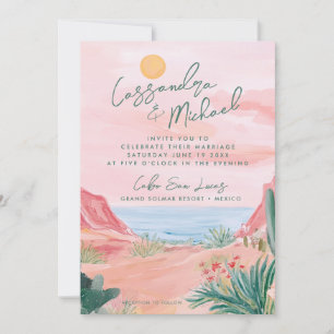 Pink Mexico Destination Wedding Invitation