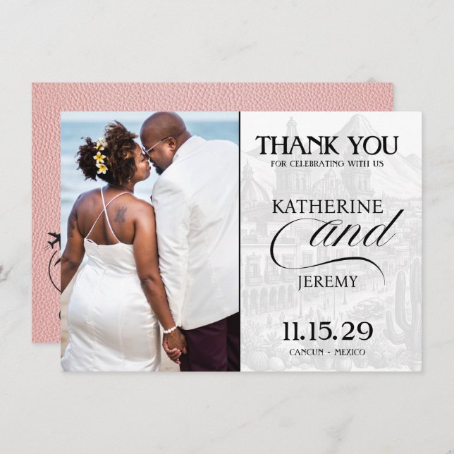 Pink Mexico Passport Thank You Card (Front/Back)