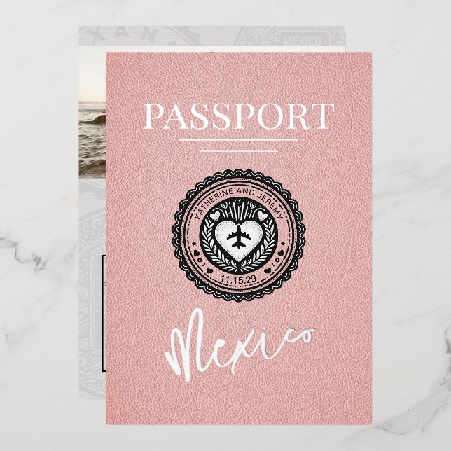 Pink Mexico Passport Wedding (Front/Back)