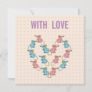 Pink mice, blue mice hearts thank you card