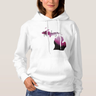 Pink Michigan State Map Pine Forest Camping Trip Hoodie