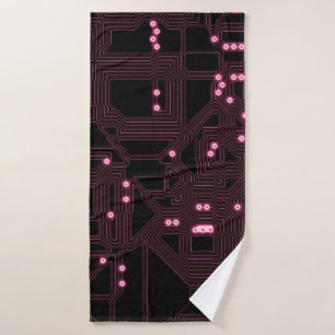 pink micro chip circuit backgroundbackground,3d,ab bath towel
