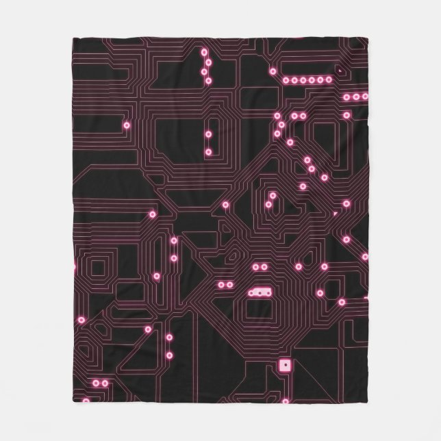 pink micro chip circuit backgroundbackground,3d,ab fleece blanket (Front)