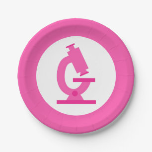 Pink Microscope Science Party Paper Plate