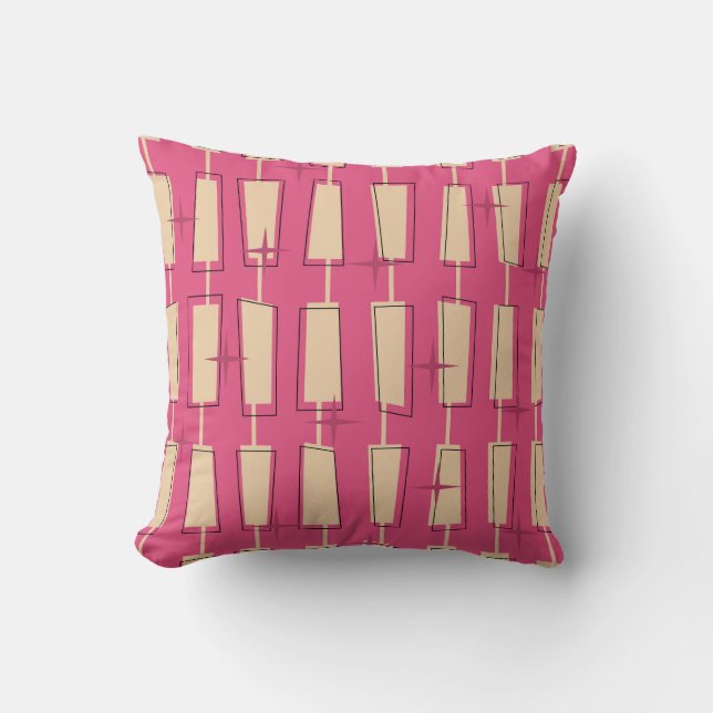 Pink Mid Century Modern Atomic Blocks Cushion (Front)
