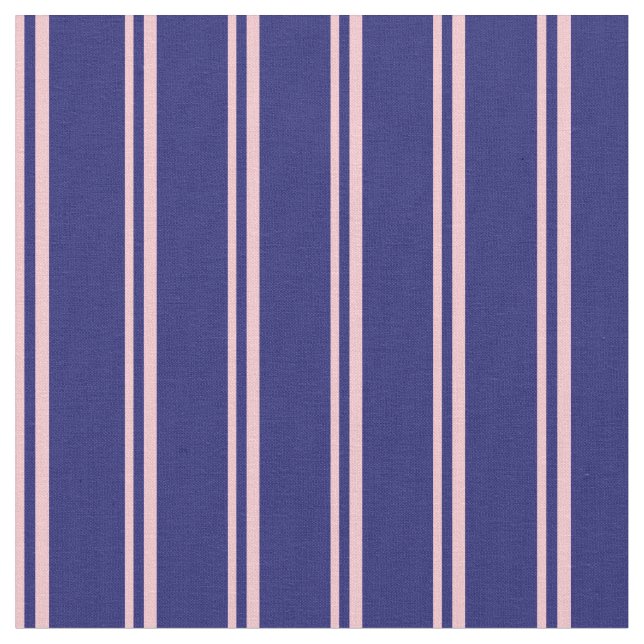 Pink & Midnight Blue Coloured Stripes Fabric (Close Up)