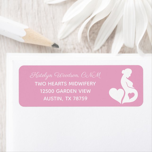 Pink Midwife Doula or OBGYN Return Address (Insitu)