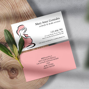 Pink Midwife Doula Pregnant Woman Belly Business Card