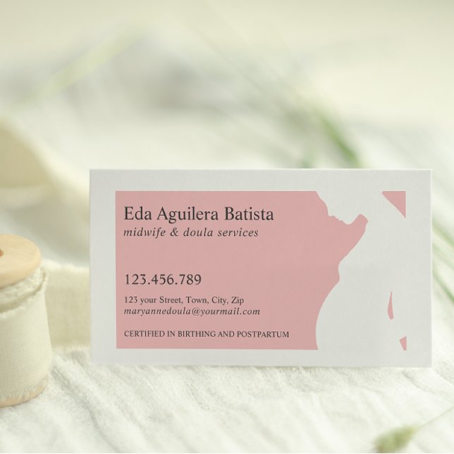 Pink | Midwife Doula Pregnant Woman SILHOUETTE Business Card (Creator Uploaded)