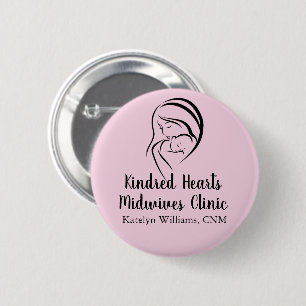Pink Midwife Services Mom & Baby Birth Center 6 Cm Round Badge