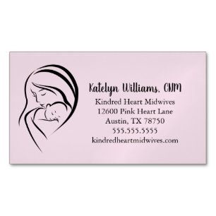 Pink Midwife Services Mum & Baby Doula Magnetic Business Card