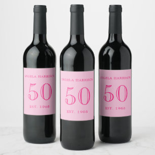 Pink Milestone Birthday Party  Wine Label