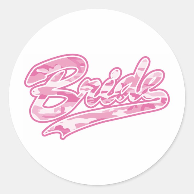 Pink Military Bride Camouflage Classic Round Sticker (Front)