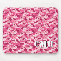Pink Military Retro Camouflage Stencil Monogram