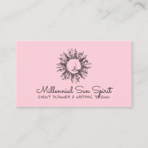 Pink Millennial Abstract Spiritual Celestial Sun Business Card