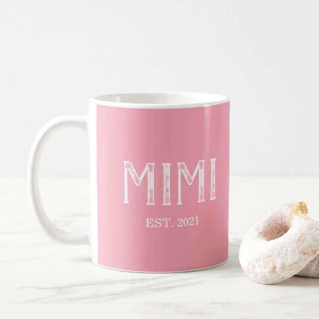 Pink Mimi Year Established Coffee Mug (With Donut)