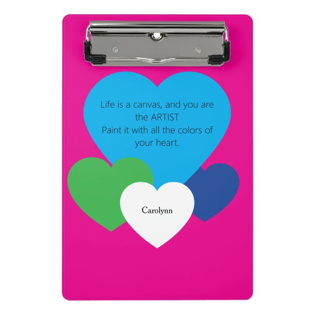 Pink Mini Clipboard w/ Hearts (Front)