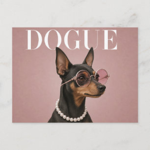 Pink Miniature Pinscher Dog Covergirl Postcard