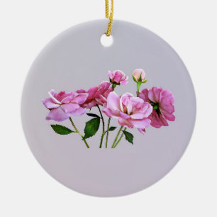 Pink Miniature Roses Ceramic Tree Decoration