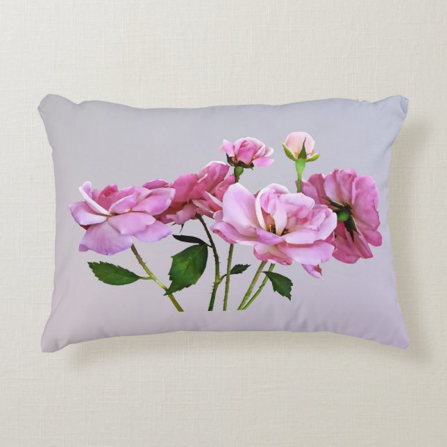 Pink Miniature Roses Decorative Cushion (Front)