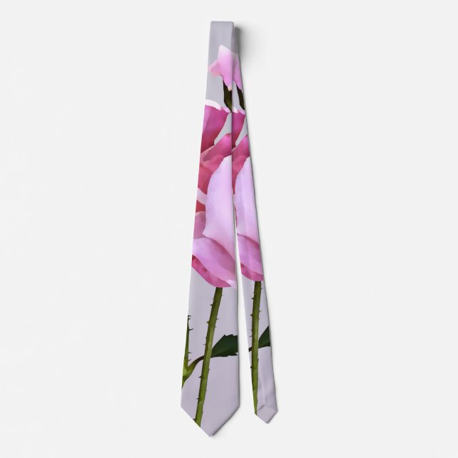 Pink Miniature Roses Tie (Front)