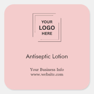 Pink Minimal Business Hand Sanitizer Safety Design Square Sticker