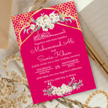 Pink Minimal Floral Gold Islamic Muslim Wedding