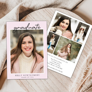 Pink Minimal Graduation Invitation